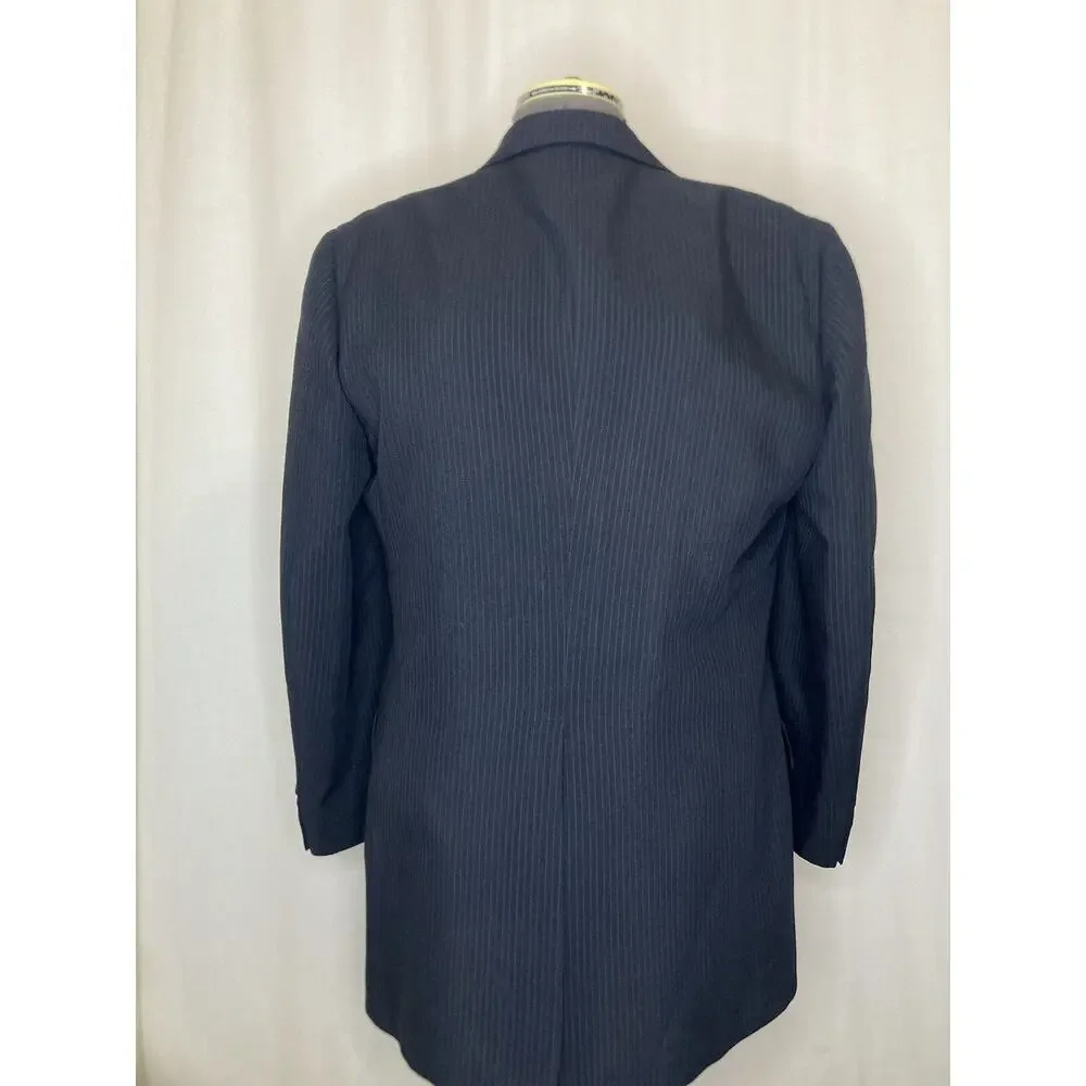 Kuppenheimer Mens 42R Blazer Blue Striped Wool Large 45